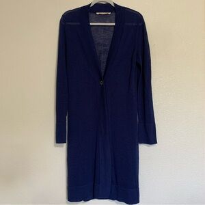 SOFT SURROUNDINGS Open Front Duster Cardigan Sweater Blue Small